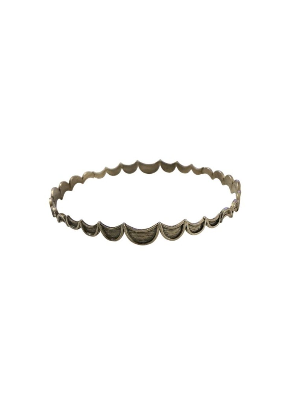 Vintage Sterling Silver Scalloped Crescent Moon Bangle Bracelet Signed B Sterlin - Picture 3 of 6